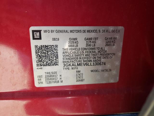 3GKALMEV6LL130674 - 2020 GMC TERRAIN SLE RED photo 12