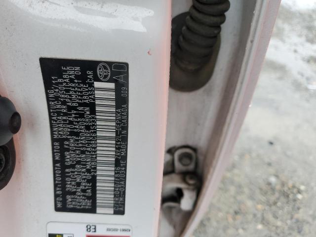 2T1BU4EE8BC615333 - 2011 TOYOTA COROLLA BASE WHITE photo 12