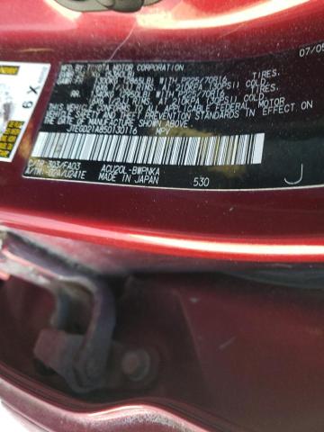 JTEGD21A850130116 - 2005 TOYOTA HIGHLANDER RED photo 12