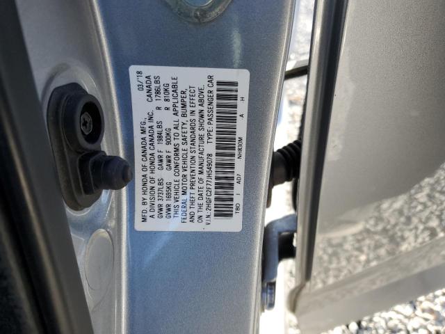 2HGFC2F77JH549078 - 2018 HONDA CIVIC EX SILVER photo 12