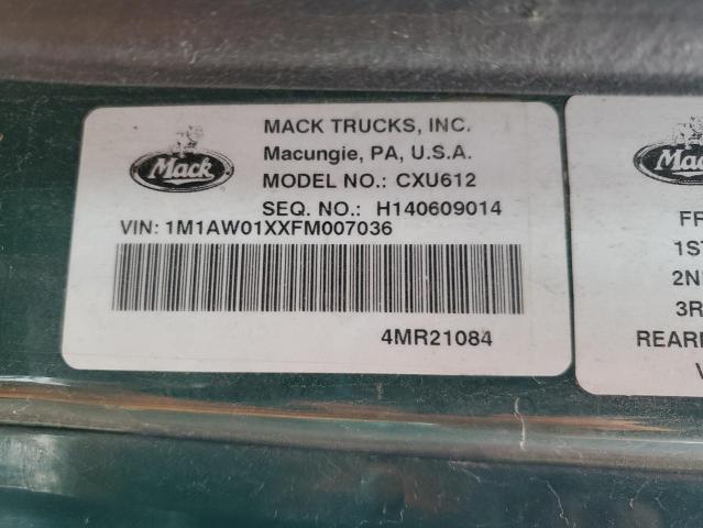 1M1AW01XXFM007036 - 2015 MACK 600 CXU600 GREEN photo 10