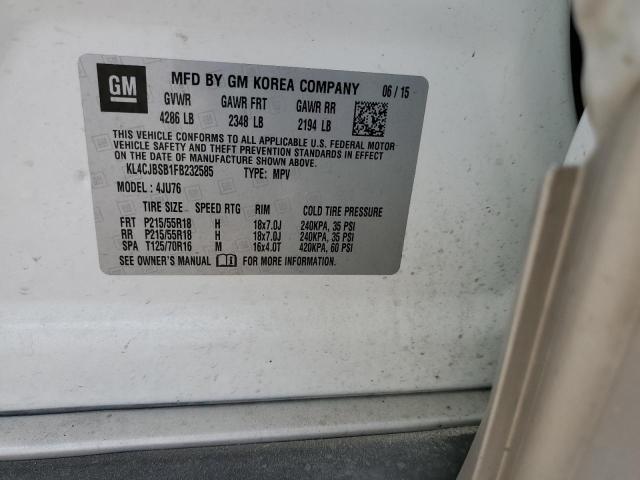 KL4CJBSB1FB232585 - 2015 BUICK ENCORE CONVENIENCE 白色 照片 12