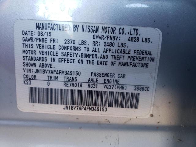 JN1BV7AP4FM349150 - 2015 INFINITI Q50 BASE SILVER photo 12