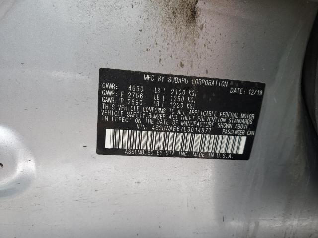 4S3BWAE67L3014877 - 2020 SUBARU LEGACY PREMIUM SILVER photo 13