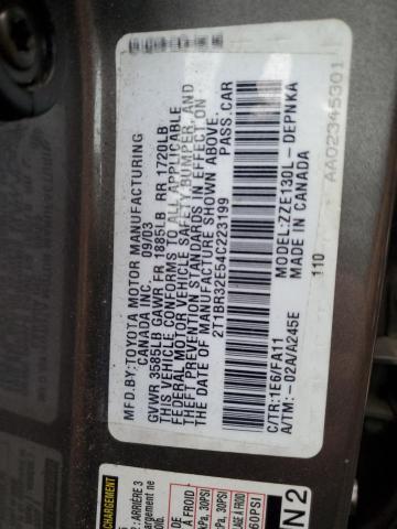 2T1BR32E54C223199 - 2004 TOYOTA COROLLA CE GRAY photo 12