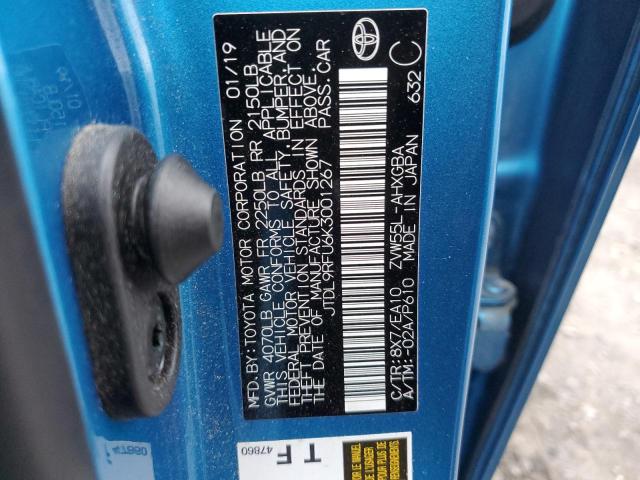 JTDL9RFU6K3001267 - 2019 TOYOTA PRIUS BLUE photo 12