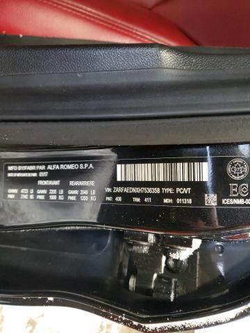 ZARFAEDNXH7536358 - 2017 ALFA ROMEO GIULIA Q4 BLACK photo 12