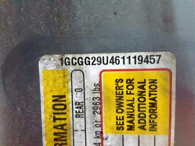 1GCGG29U461119457 - 2006 CHEVROLET EXPRESS G2500  photo 10