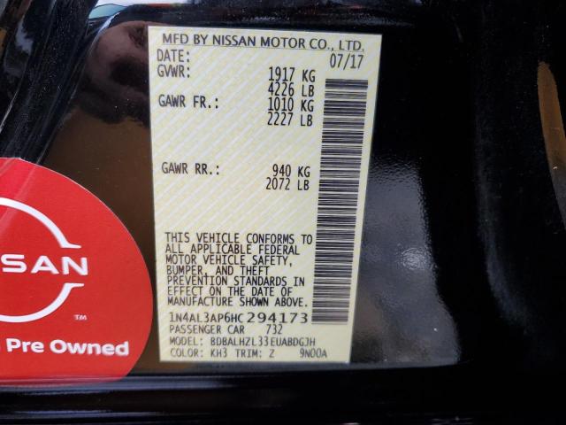 1N4AL3AP6HC294173 - 2017 NISSAN ALTIMA 2.5 BLACK photo 12