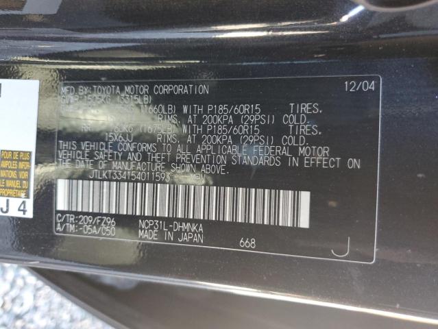 JTLKT334154011593 - 2005 TOYOTA SCION XB BLACK photo 12