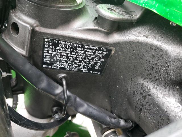 JKAZXCW12HA005236 - 2017 KAWASAKI ZX1000 W GREEN photo 10