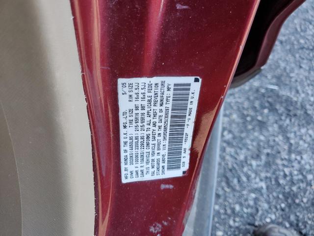 SHSRD68525U306097 - 2005 HONDA CR-V LX MAROON photo 13