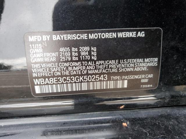 WBA8E3C53GK502543 - 2016 BMW 328 XI SULEV BLACK photo 12