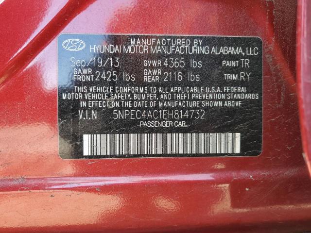 5NPEC4AC1EH814732 - 2014 HYUNDAI SONATA SE RED photo 13