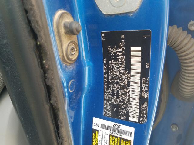 5TFUM5F17AX007703 - 2010 TOYOTA TUNDRA DOUBLE CAB SR5  photo 10