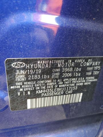 KMHH35LE8KU117153 - 2019 HYUNDAI ELANTRA GT BLUE photo 13