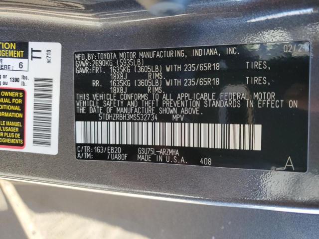 5TDHZRBH3MS532734 - 2021 TOYOTA HIGHLANDER XLE BLACK photo 14