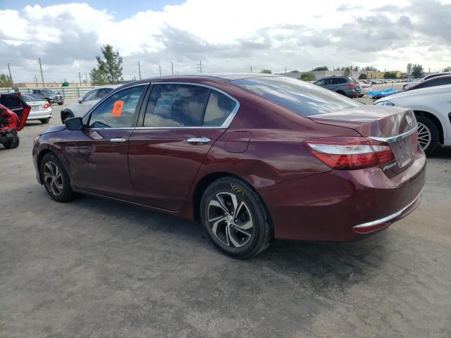 1HGCR2F3XHA081290 - 2017 HONDA ACCORD LX MAROON photo 2