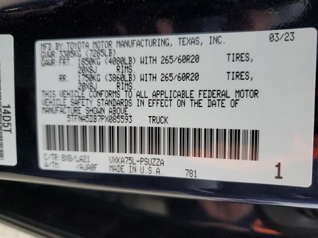 5TFNA5DB7PX085593 - 2023 TOYOTA TUNDRA CREWMAX PLATINUM Blau Foto 13