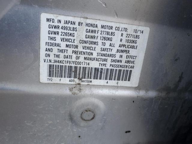 JH4KC1F97FC001714 - 2015 ACURA RLX ADVANCE SILVER photo 13