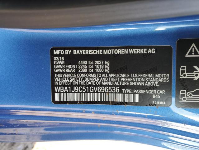 WBA1J9C51GV696536 - 2016 BMW M235XI BLUE photo 12