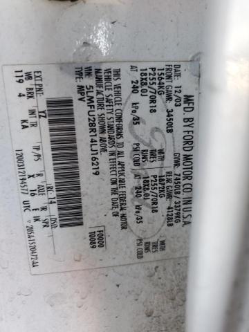 5LMFU28R14LJ16219 - 2004 LINCOLN NAVIGATOR 白色 照片 13