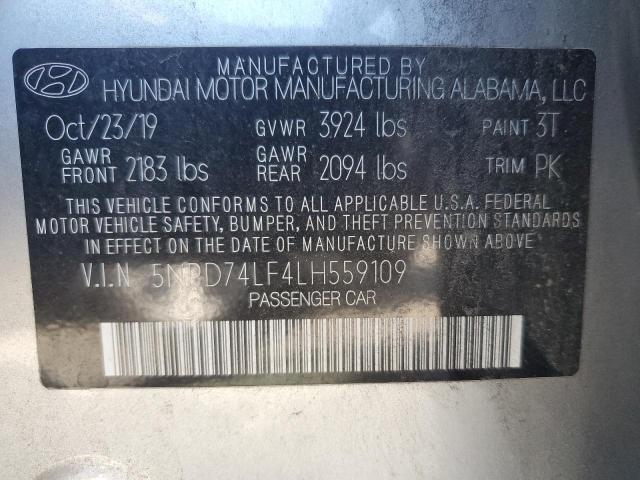 5NPD74LF4LH559109 - 2020 HYUNDAI ELANTRA SE SILVER photo 13