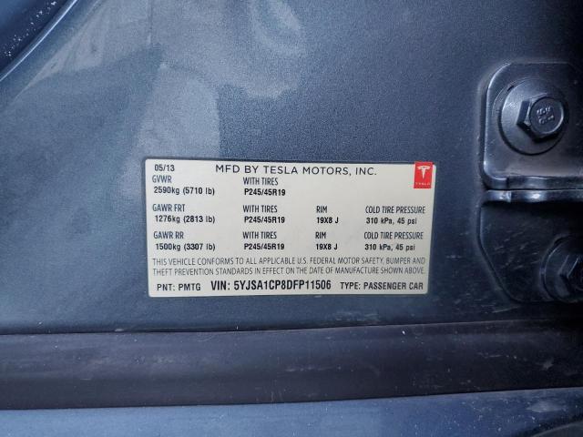 5YJSA1CP8DFP11506 - 2013 TESLA MODEL S ნაცრისფერი ფოტო 12