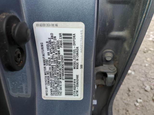 2T1KR32EX3C123937 - 2003 TOYOTA COROLLA MA XR BLUE photo 12