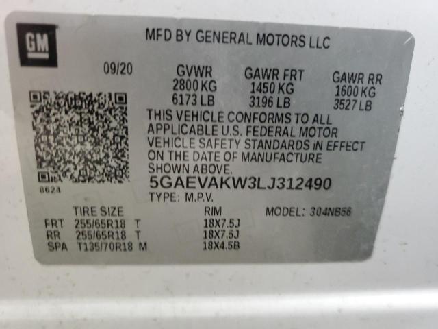 5GAEVAKW3LJ312490 - 2020 BUICK ENCLAVE ESSENCE 白色 照片 13