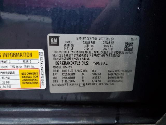 5GAKRAKDXFJ210422 - 2015 BUICK ENCLAVE BLACK photo 13