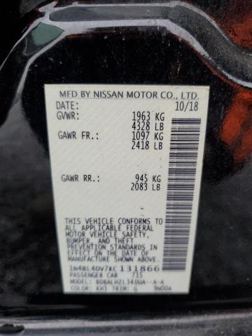 1N4BL4DV7KC131866 - 2019 NISSAN ALTIMA SV BLACK photo 12