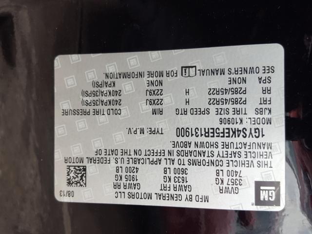 1GYS4KEF5ER131900 - 2014 CADILLAC ESCALADE ESV PLATINUM  foto 10