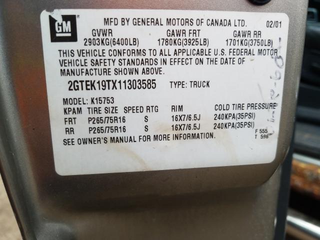 2GTEK19TX11303585 - 2001 GMC NEW SIERRA K1500  photo 10