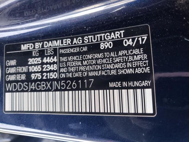 WDDSJ4GBXJN526117 - 2018 MERCEDES-BENZ CLA 250 4MATIC BLUE photo 12