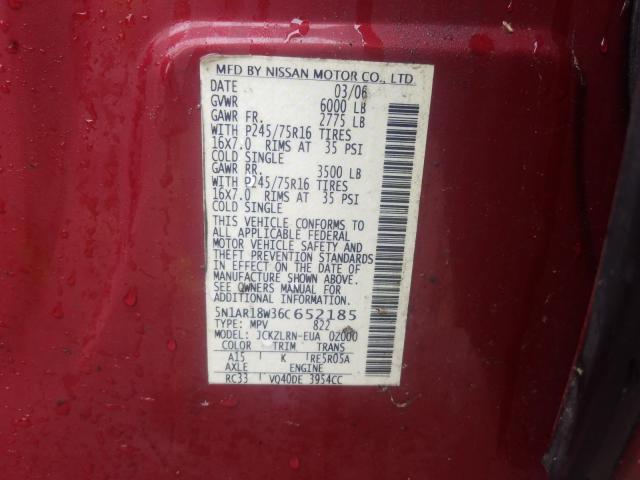 5N1AR18W36C652185 - 2006 NISSAN PATHFINDER LE  ფოტო 10