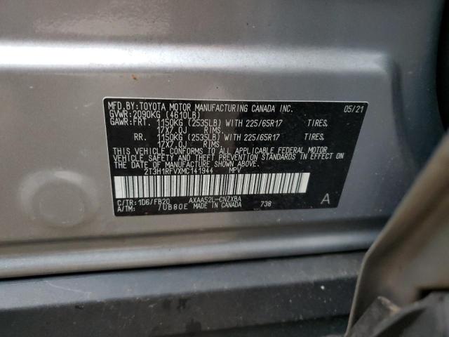 2T3H1RFVXMC141944 - 2021 TOYOTA RAV4 LE SILVER photo 14