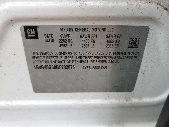 1G4G45G30GF282076 - 2016 BUICK LACROSSE SPORT TOURING WHITE photo 13