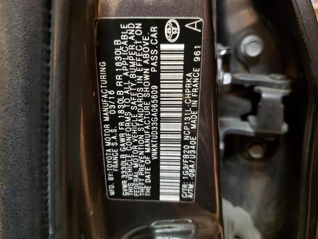 VNKKTUD33GA065609 - 2016 TOYOTA YARIS L GRAY photo 12