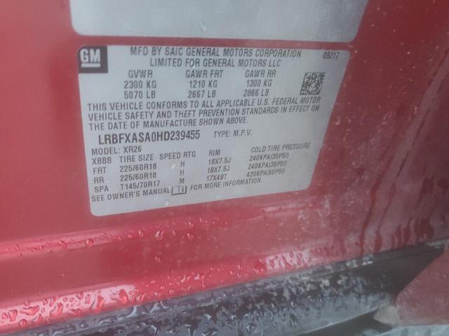 LRBFXASA0HD239455 - 2017 BUICK ENVISION PREFERRED BURGUNDY photo 13