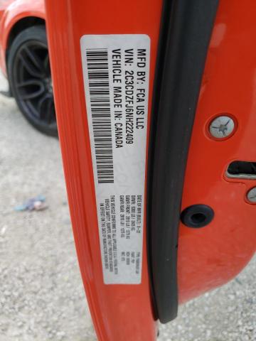 2C3CDZFJ6NH222409 - 2022 DODGE CHALLENGER R/T SCAT PACK ORANGE photo 12