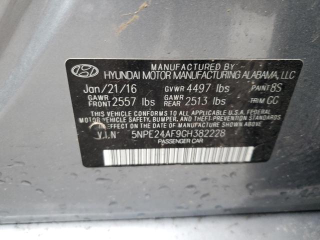 5NPE24AF9GH382228 - 2016 HYUNDAI SONATA SE GRAY photo 12