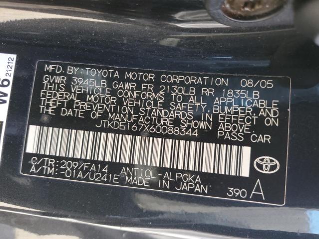 JTKDE167X60088344 - 2006 TOYOTA SCION TC 黑色 照片 12