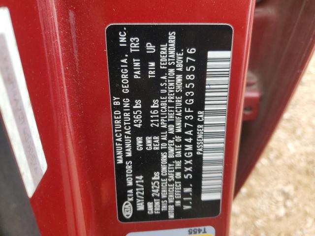 5XXGM4A73FG358576 - 2015 KIA OPTIMA LX RED photo 12