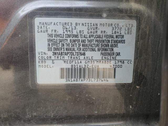 3N1AB7AP7DL737646 - 2013 NISSAN SENTRA S SILVER photo 12