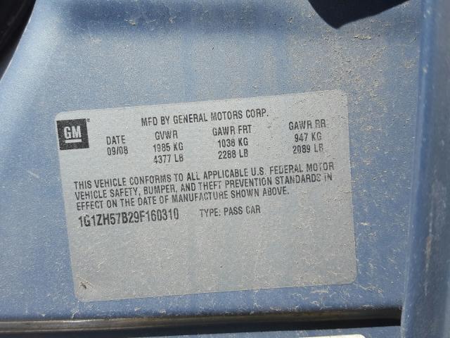 1G1ZH57B29F160310 - 2009 CHEVROLET MALIBU 1LT  照片 10