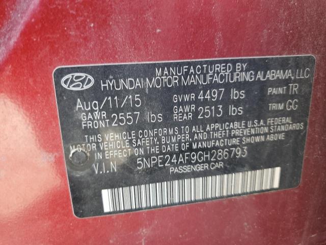 5NPE24AF9GH286793 - 2016 HYUNDAI SONATA SE RED photo 13