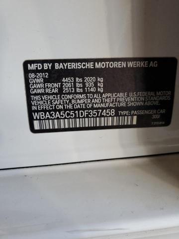 WBA3A5C51DF357458 - 2013 BMW 328 I WHITE photo 12