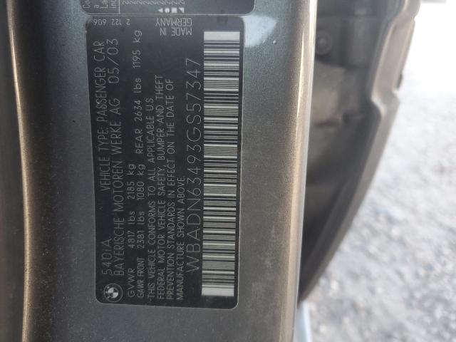 WBADN63493GS57347 - 2003 BMW 540 I AUTOMATIC GRAY photo 12
