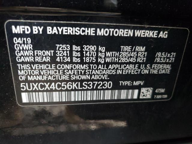 5UXCX4C56KLS37230 - 2019 BMW X7 XDRIVE50I BLACK photo 12